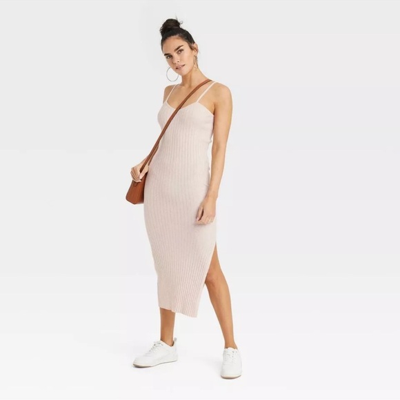 Universal Thread Women's Ribbed Tank Maxi Slip Casual Sweater Dress, Tan, XL - Picture 1 of 3